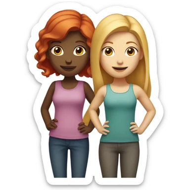 two--girls-best-friends-redhair-blonde sticker