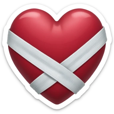 Heart bandaged burgendy shiny  sticker