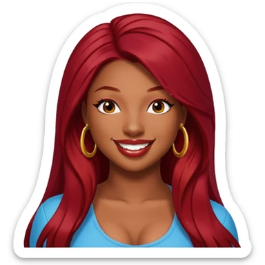Megan Thee Stallion with long dark red hair  sticker
