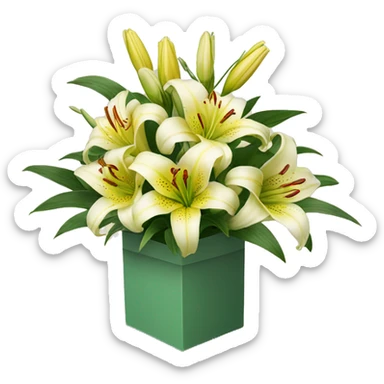 bouquet of lilies in a box sticker