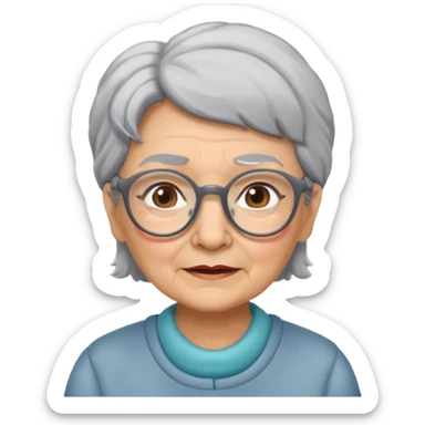 grandmother with glasses and gray hair, grizzle sticker