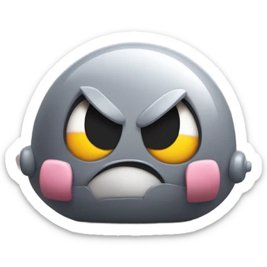 Metal cute mad Kirby Gray ball driving on car wheels with mad eyebrows game sticker