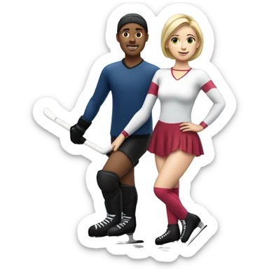 Figure skater girl with hockey player boy sticker