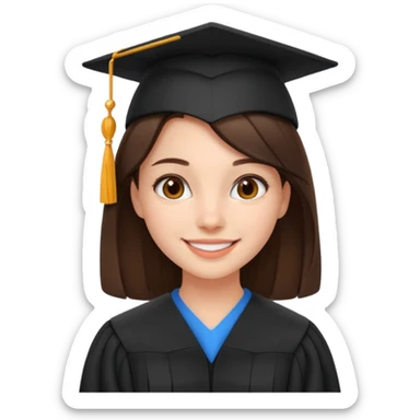 young brunette girl university graduate sticker