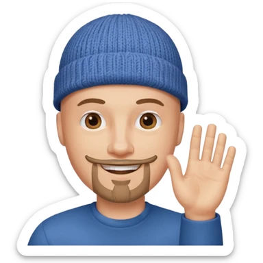 White bald with goatee hand raised knit cap sticker