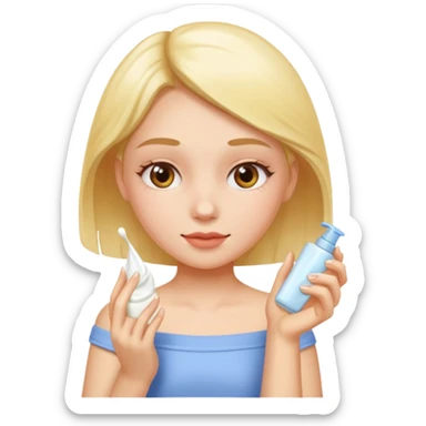 Girl applying cream to her body sticker