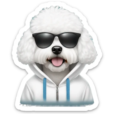 A dog bichon frise using hoodie and using sunglass with the swag vibes sticker