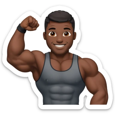 Jock man smiling very big biceps black sticker