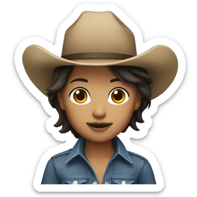 Dark Brunette short hair cowgirl sticker