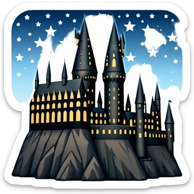 Harry Potter series, Hogwarts castle silhouette with stars, outlined only sticker