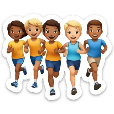 group of children running in a park, fun and lively sticker