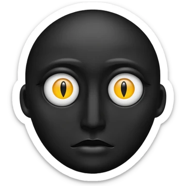 Minimal emoji, single eye made of black metal, pupil replaced by a solid metal number 8, restrained gothic symbolism, avant-garde minimalism, no glow, no neon, flat emoji style, centered, transparent background sticker