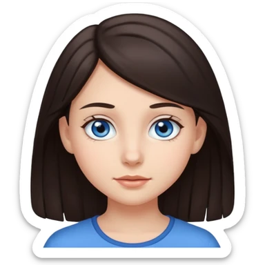 Une fille ado avec les cheveux brun foncé,la peau claire et les yeux bleu grsi sticker