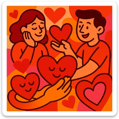 the concept of love, interpreted in a creative and visually engaging way, vibrant toon style, colorful, expressive, warm colors sticker