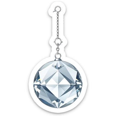 Hanging crystal sphere suncatcher with a long metal chain and embedded crystal connectors  sticker
