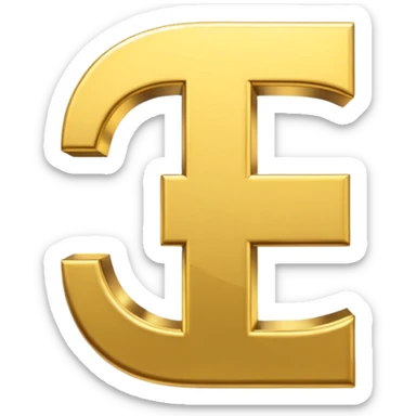 Symbole de currency en or en forme de lettre F précise, seul, 3D, brillant, style emoji simple et lisible sur fond uni. pas une autre lettre sticker