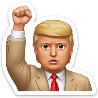donald trump's fist held high in the air with fully extended arm after assassination attempt sticker