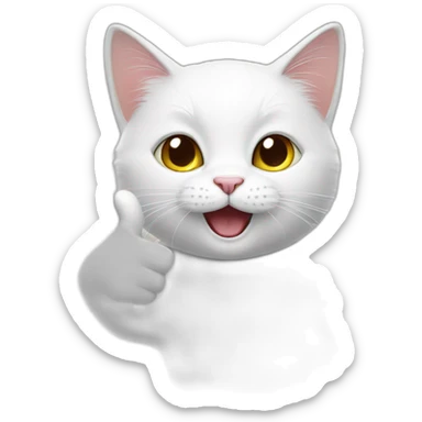 White cat gives a thumbs up sticker