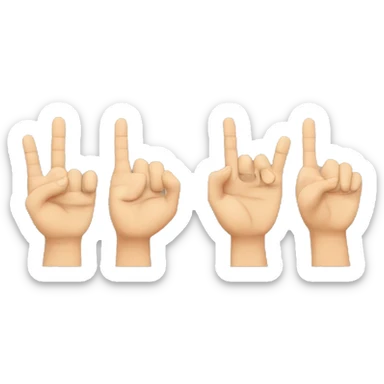 a hand with the second and third fingers crossed, and the  finger four down  sticker