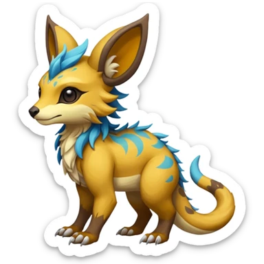 Rare realistic exotic cute epic pretty beautiful handsome gorgeous aesthetic colorful vibrant Vernid-Protogen-Primagen-Wickerbeast-species-Fakemon-creature by LiLaiRa, random markings, tufted ears, full body sticker