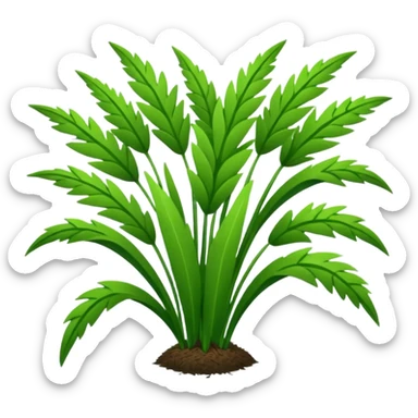 Large sprigs of grass made of felt texture, scrapbooking style, transparent background sticker