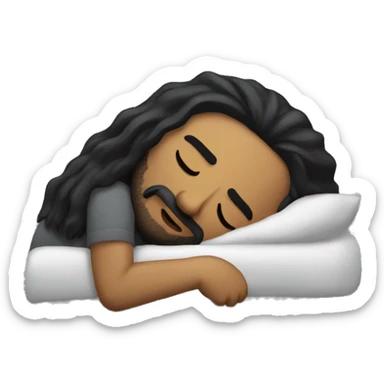 Homeless man with long straight black hair sleeping  sticker