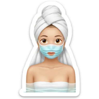 Lady with face mask spa beauty full face relaxing hot sticker