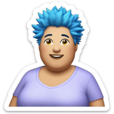 Older fat lesbian Chilean very short spiky bright blue hair sticker