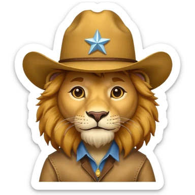 lion emoji wearing a cowboy hat sticker