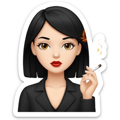 white girl with black hair smoking sticker