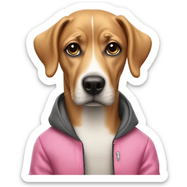 Side eye dog with pink jacket on sticker