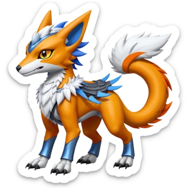 Meloetta-Renamon-Wargreymon-Sergal-Pokémon-Digimon-Fakémon-fusion-hybrid-creature sticker