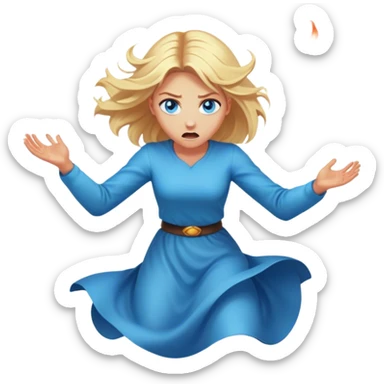 woman with blond hair and blue eyes levitating out of incandescent rage sticker