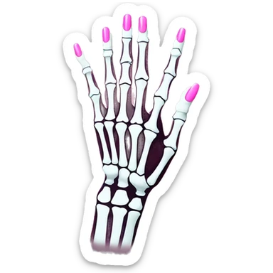 Pretty skeleton hand with pink nails manicure girly design but stylish minimalistic sticker