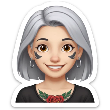 white-gray haired heavy tattooed big nose young girl sticker