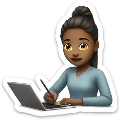  A girl drawing on a tablet with an apple pencil sticker