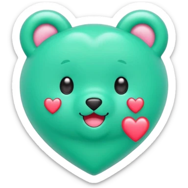Oso gummy color verde agua  corazón rosa kawaii sticker