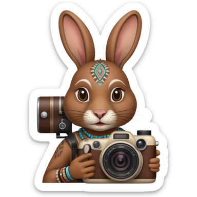 rabit, tribal ethnic ancient rabit with camera sticker