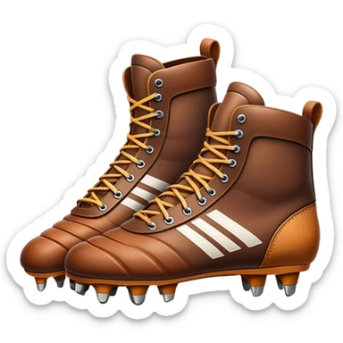 Cinematic Realistic image of a pair of rugby boots, showcasing sturdy leather construction, detailed cleat patterns and textured surfaces, illuminated by vibrant outdoor lighting that captures their athletic purpose sticker