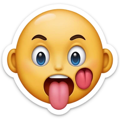 Face with tongue sticking out crazy emoji  sticker
