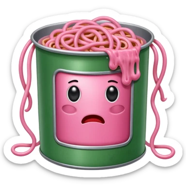 pink Spaghetti slop oozing out of a spam can sticker
