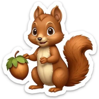 A playful squirrel holding an acorn with both paws.












































 sticker