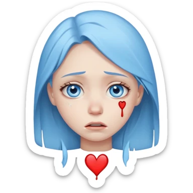 blue eyed girl with broken heart sticker