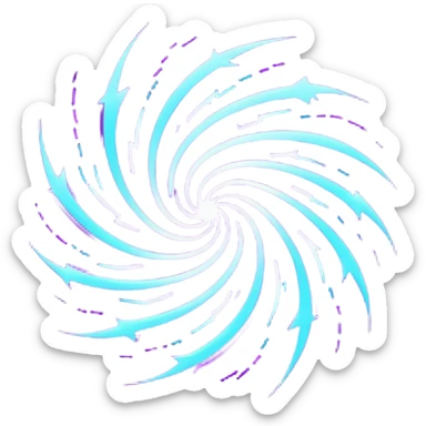 futuristic minimalistic logo icon, abstract glowing storm swirl made of neon purple (#8B5CF6) and cyan (#00E0FF) lines, representing Storm team energy and speed, digital lightning core, dark background, no face, tech-style emblem, 1:1 aspect ratio sticker