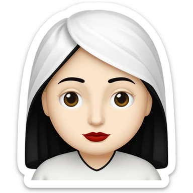 vull un perosnatge estil bimoji que sigui com una nimfa bella i fantasmal amb túniques blanques. Té la pell literalments blanca com el guix, cabell platejat, un nas llarg, ulls negres grans i llavis carmesí. sticker