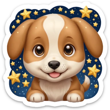 puppy eyes face like 🥹 with stars and glitters around it sticker