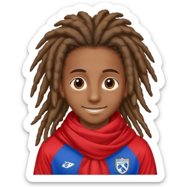 "- nam
- 17 tuổi
- Da nâu
- Tóc Dreadlock, đội khăn xanh nước biển
- Cười mỉm, mắt to
- Mặc áo bóng đá màu đỏ sticker