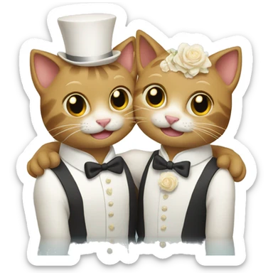 two cats marrying sticker