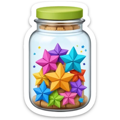 a cute jar with a cork lid, filled with origami stars sticker