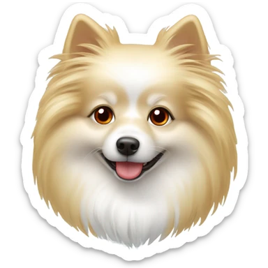 White german spitz girl with long blonde hair red heart sticker